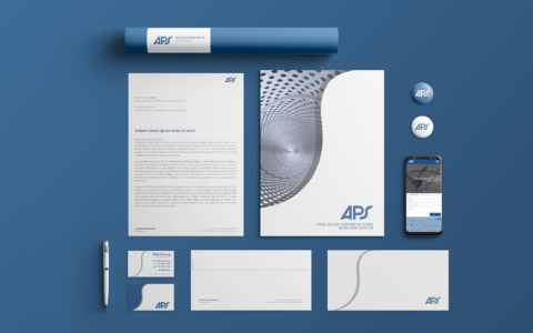 APS singapore stationery corporate identity with letterhead, business card, envelope and webside design